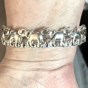ELEPHANT STRETCH bracelet SILVER TONE  12 links in silhouette - ALABAMA No Brand